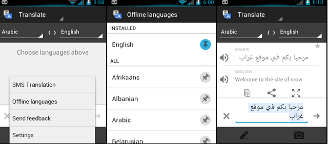 google offline translate