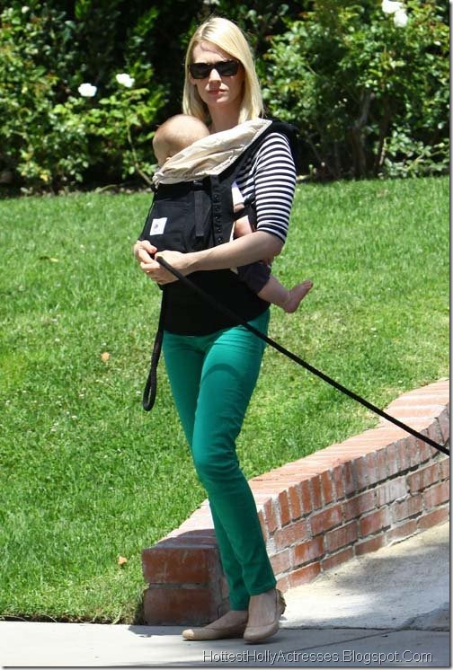 January Jones Hot pics with dog and baby 3