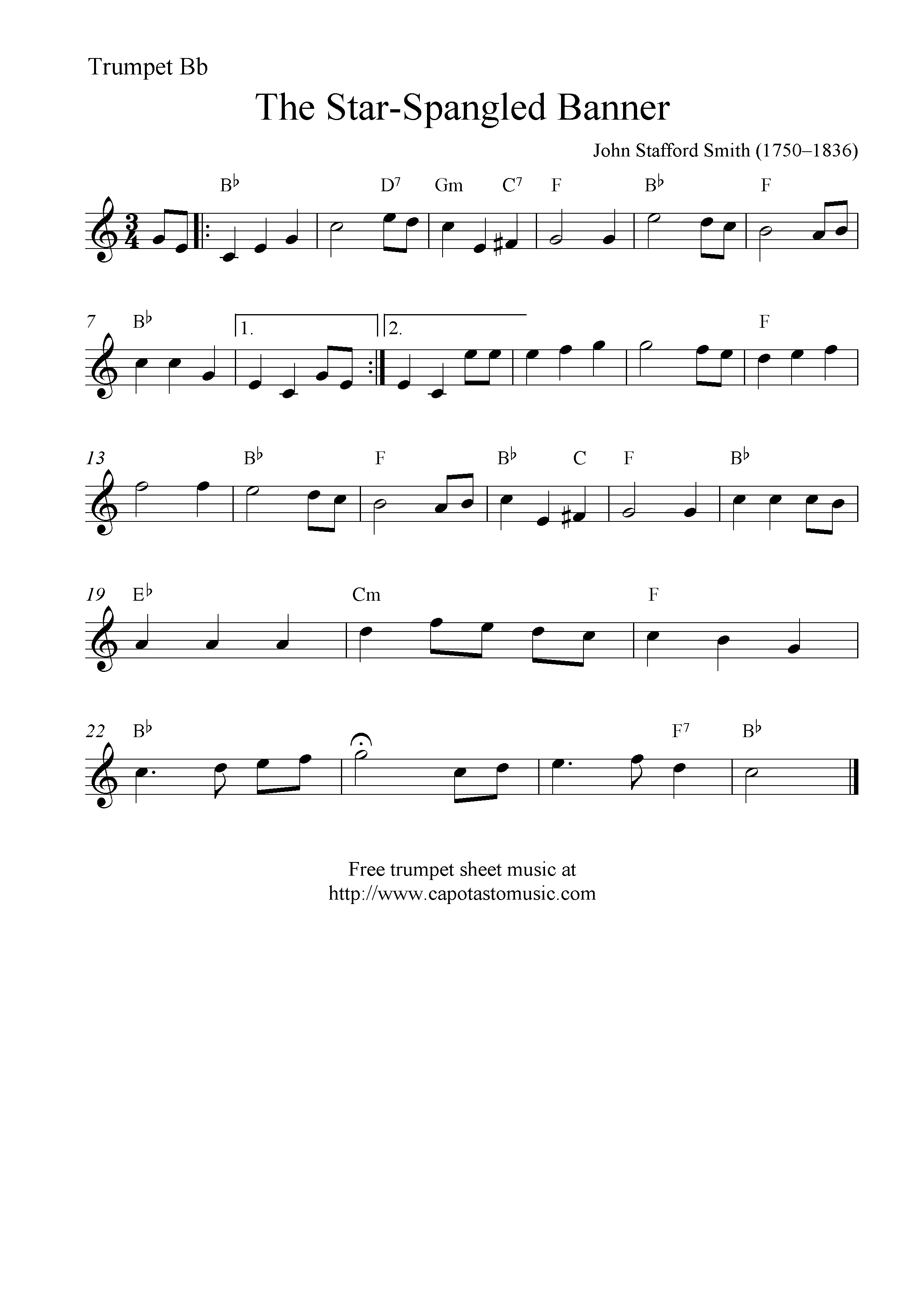 Star Spangled Banner Notes For Clarinet 99