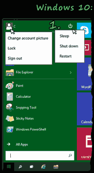 how to Shutdows Restart Sign out on Windos 10_01