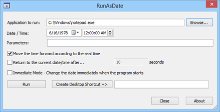 RunAsDate – Modify Program Running Date and Time