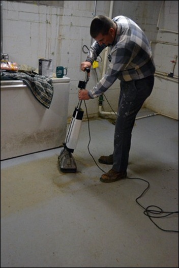scrubbing the floor