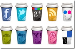 takeout coffe cup social icons