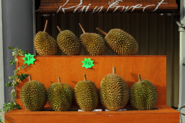 Durian Fruit Stall on the streets of Penang, Malaysia