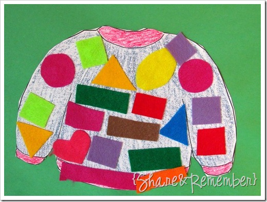 sweater collage art with felt shapes