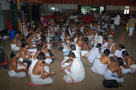 chatur veda parayanam - It is indeed a rare occasion wherein vedic pandits from all over the country get together and recite the vedic hymns of all categories the rig, the yajur, the sama and the atharva. Recitation of the vedic hymns generates enormous positive vibrations and spiritually charges the listeners that relieves them of their stress and restores mental peace.