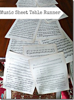Music Sheet Crafts - love this table runner (my guests loved it)!  kellyelko.com