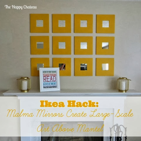 Ikea Hack- Malma Mirrors Create Large-Scale Art Above Mantel