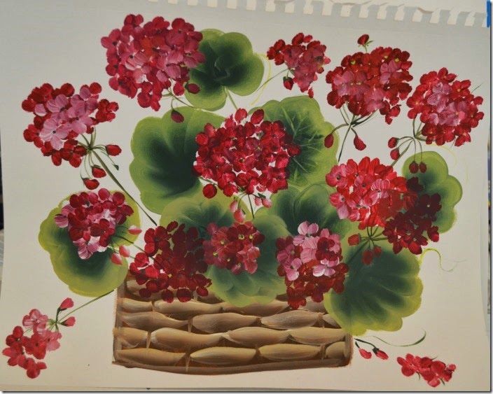 geranium basket painting tutorial