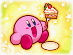 Kirby comendo bolo
