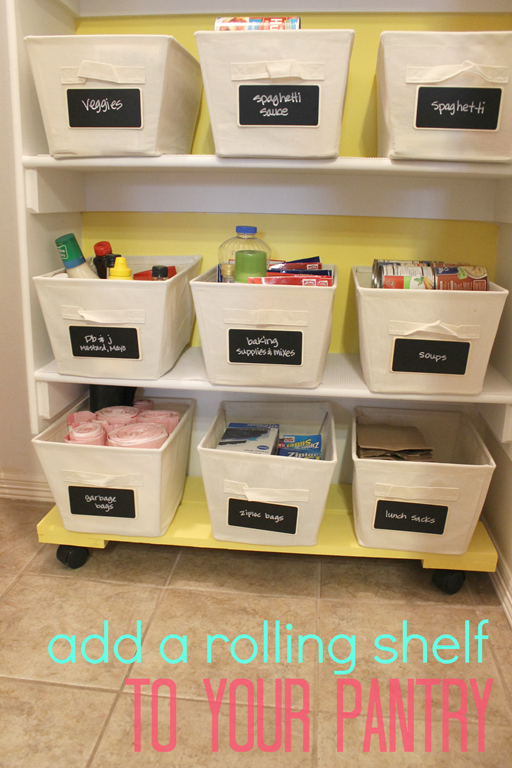 add a rolling shelf to your pantry #organizaton #kitchen