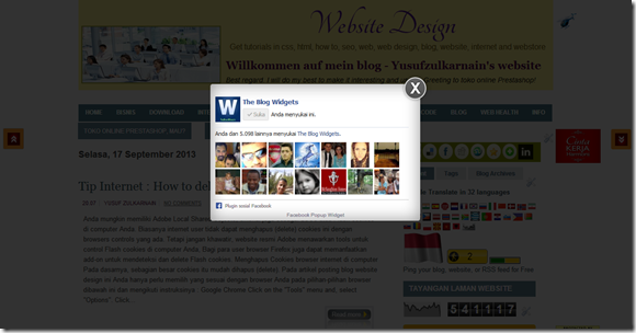 Facebook LIKE  popup widget