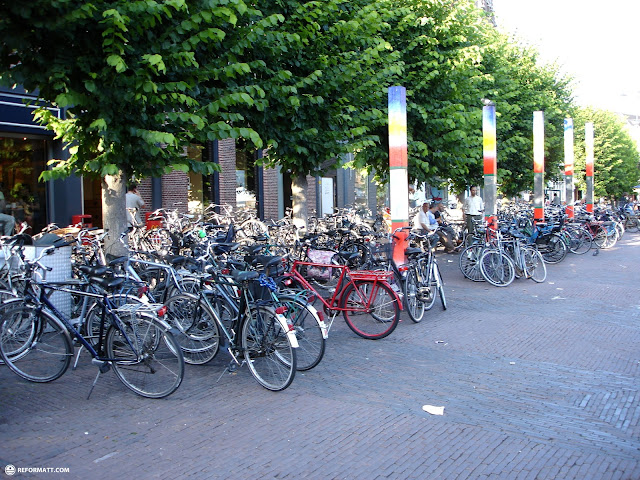 many bicycles in haarlem in Haarlem, Netherlands 