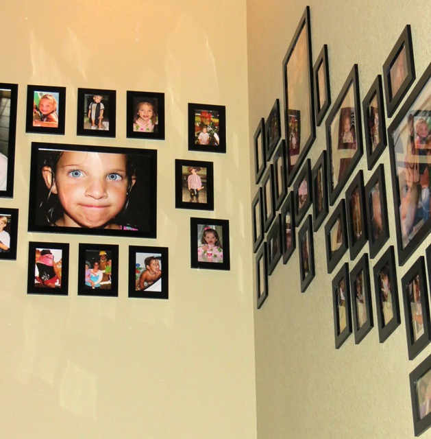 use velcro to hang pictures on stairway 3
