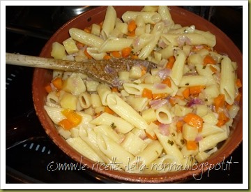 Penne con patate, carote, cipolla, erba cipollina e peperoncino fresco (5)