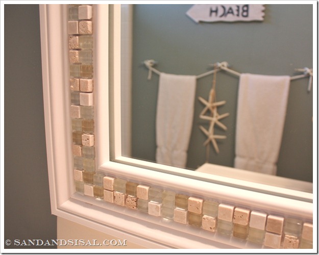 How to Decorate a Mirror with Tile - Sand and Sisal