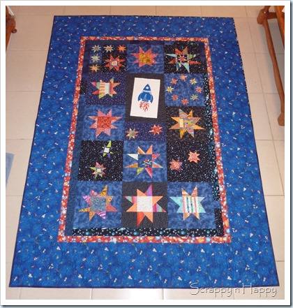 wonky star space quilt front