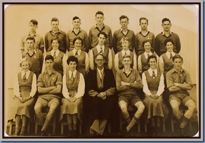 Papakura High School prefects with Arch Campbell, Headmaster, 1957 #2
