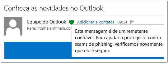 E-mail da Equipe do Outlook