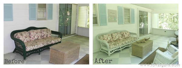 wicker sofa before and after
