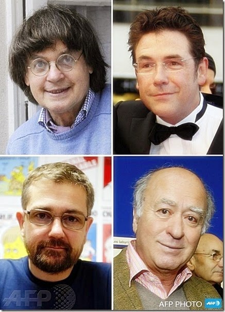 Left2Right- Jean Cabut, Bernard Verlhac (aka Tignous), Stéphane Charbonnier, Georges Wolinski