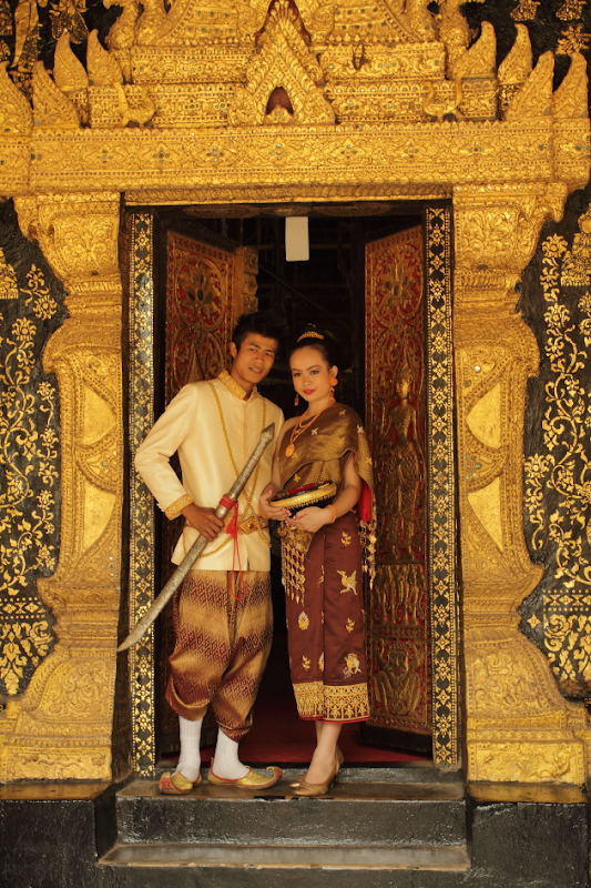 Newly Wed Laos Couple in traditional attire