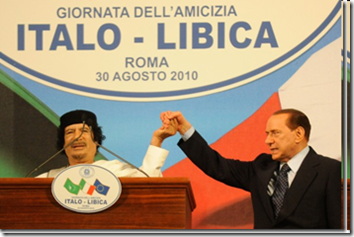 Gheddafi e Berlusconi alla "giornata dell'amicizia" tra Libia e Italia - 30 agosto 2010