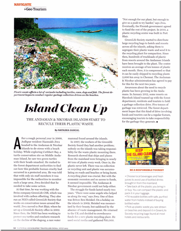 Andaman Photo featured in National Geographic Traveller India Magazine
