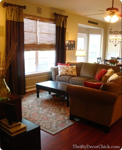 red and brown family room