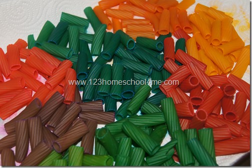 Preschool Craft: Pasta Necklace