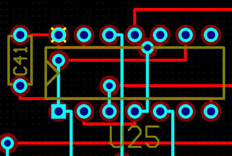 Enlarged view of PCB section