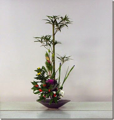 【盛花】正月花　竹、菊、葉牡丹、ユリ