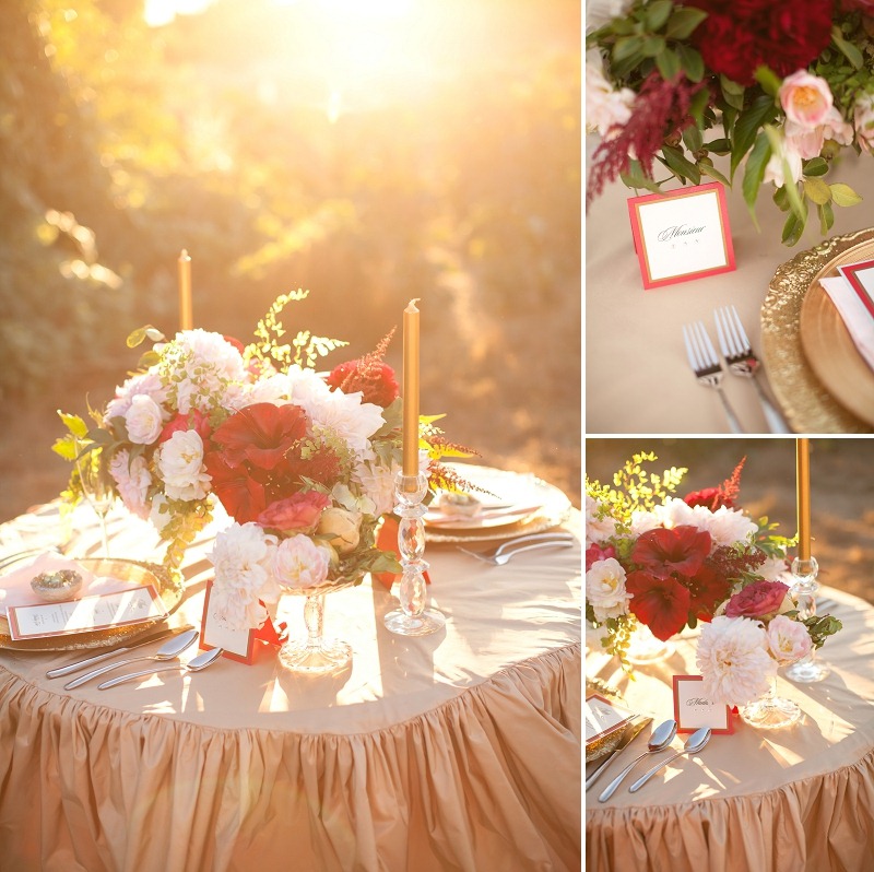 6OakandtheOwl_Gold Table Cloth Red Flowers