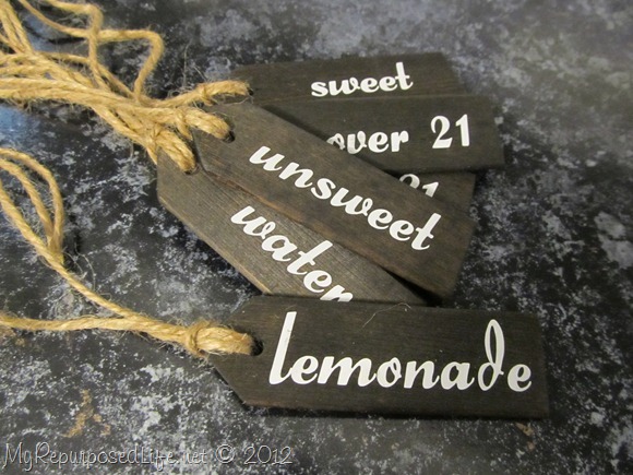 vinyl letters beverage tags (stained) 