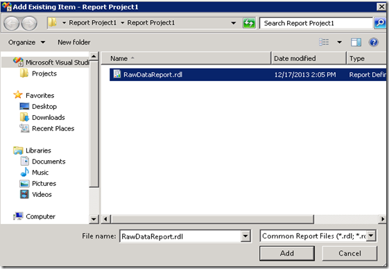 2. Add Existing RDL file