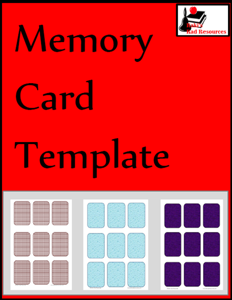 Free, printable memory card template from Raki's Rad Resources.
