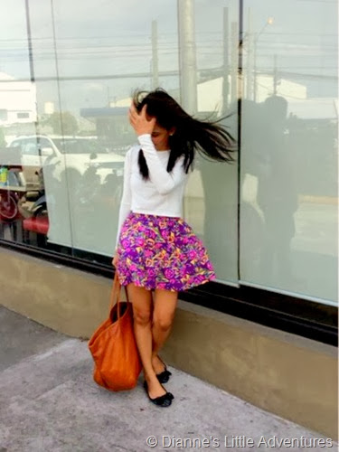Pixie Dust, Forever 21, Mango, POSH Pocket Shoes, cropped top, skirt, floral, print, fashio, outfit, flats, glitter, bag