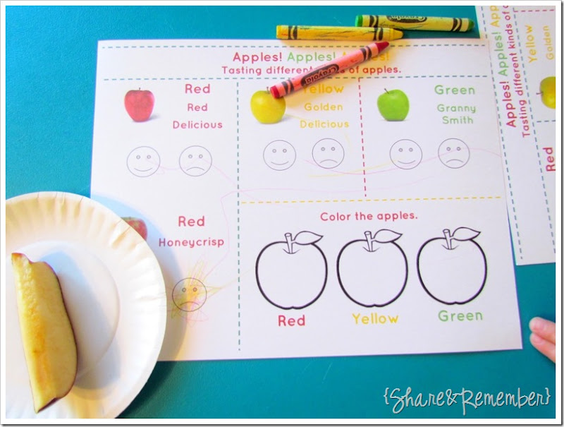 Apple Tasting in Preschool with Free Printable Page