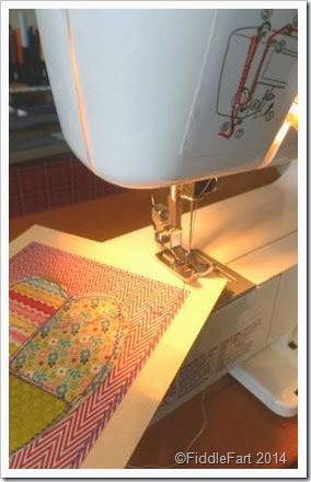 machine sewing paper patchwork hearts