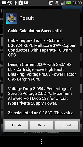 17th Edition Cable Sizer