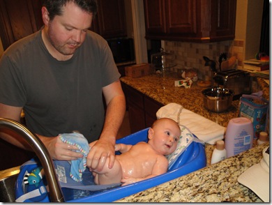 3.  Daddy bathing Knox