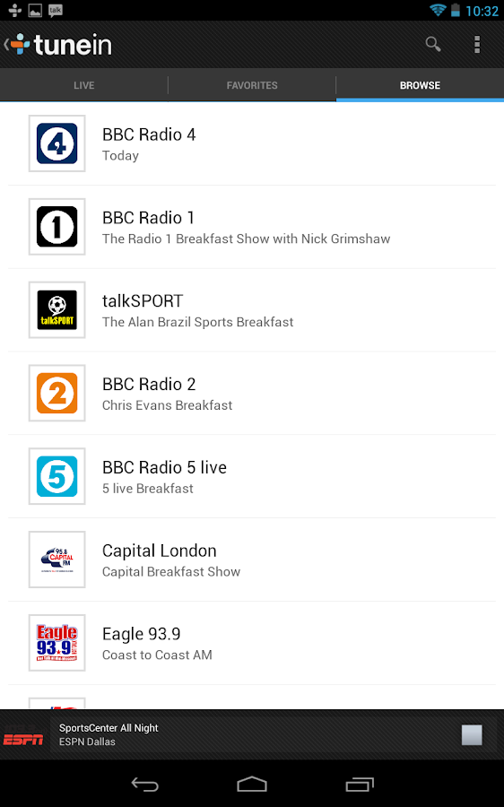 TuneIn Radio - screenshot