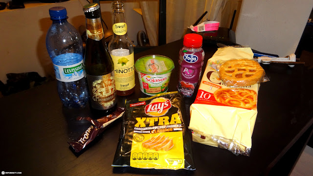 trying out these random Italian snacks & drinks from the grocery store in Milan in Milan, Italy 