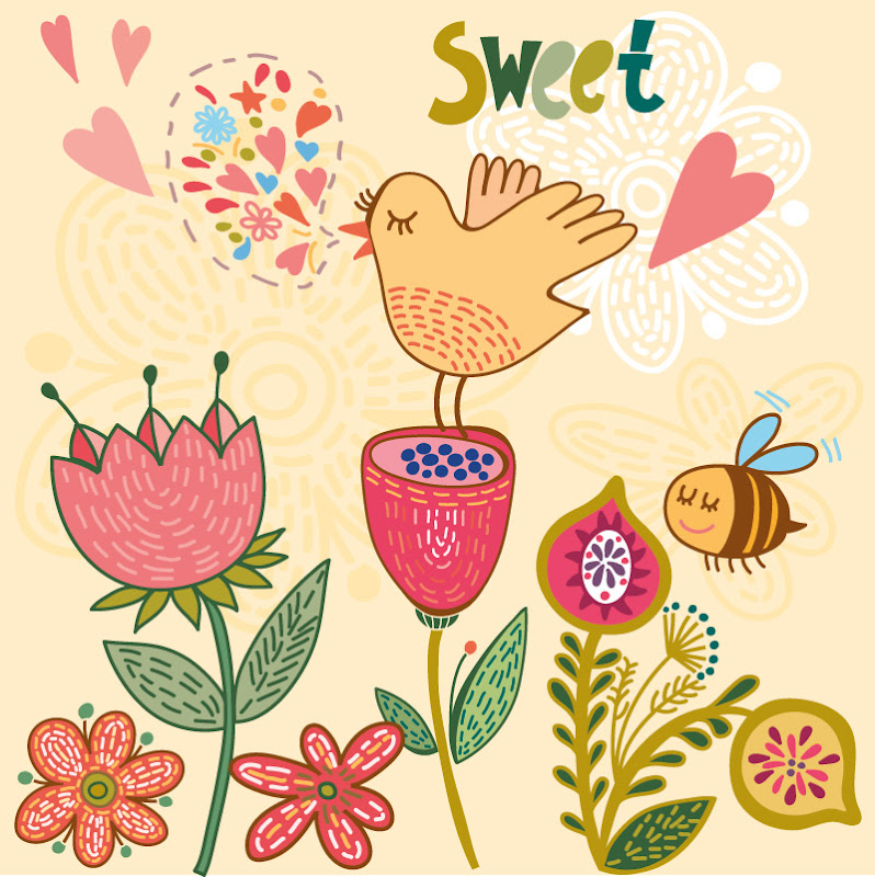 Bird flower illustration