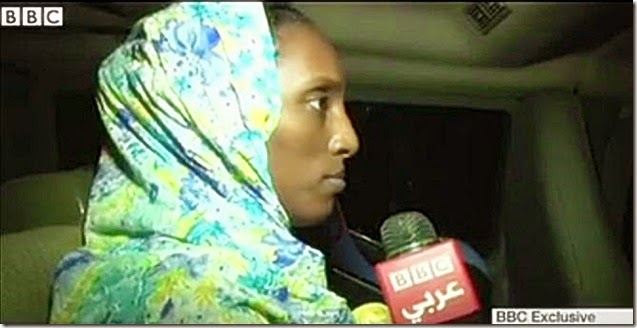 Meriam Ibrahim BBC interview just outside US Embassy Khartoum 6-27-14