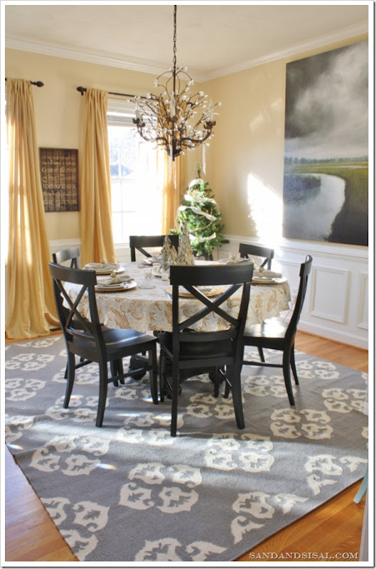 Gray and gold dining room