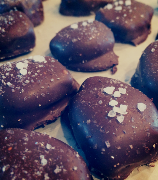 Homemade Dark Chocolate Sea Salt Caramels | Shan-Made