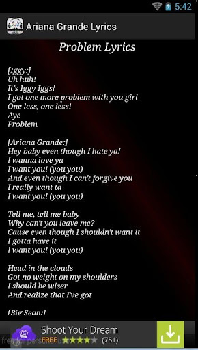 【免費音樂App】ARIANA GRANDE SONGS LYRICS-APP點子