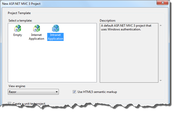 New ASP.NET MVC 3 Project