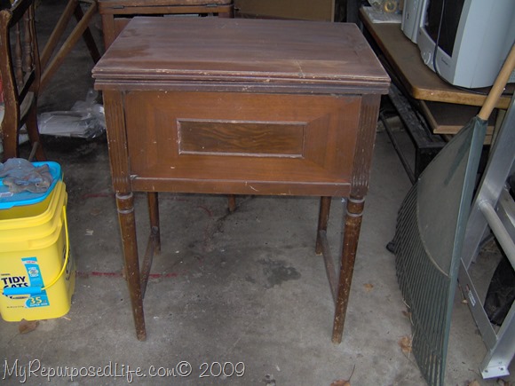 Vintage Sewing Cabinet Now A Cute Side Table - My Repurposed Life® thrift store sewing machine cabinet - Vintage Sewing Cabinet Now A Cute Side Table - My Repurposed Life®